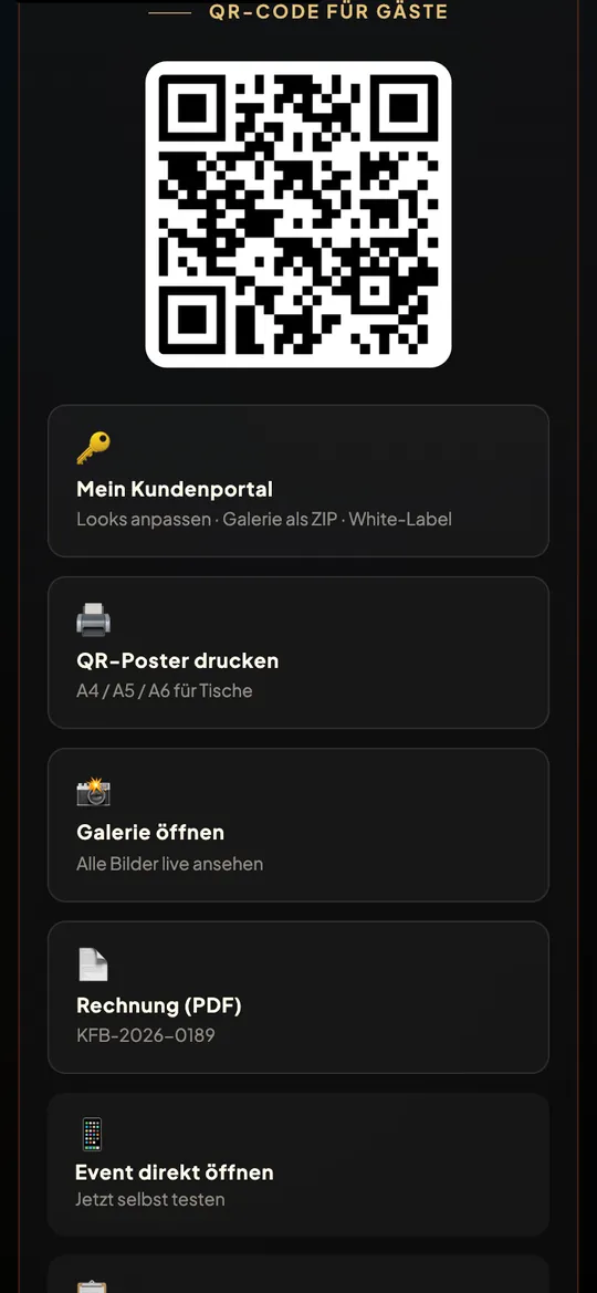 QR-Code für Gäste mit Kundenportal und QR-Poster