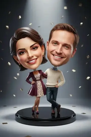 KI-Look Bobblehead: Als Wackelkopf-Sammelfigur auf einem Sockel.