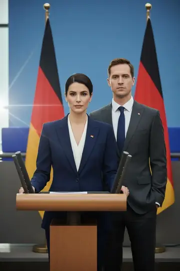 KI-Look Parlamentsrede: Am Rednerpult im Parlament.