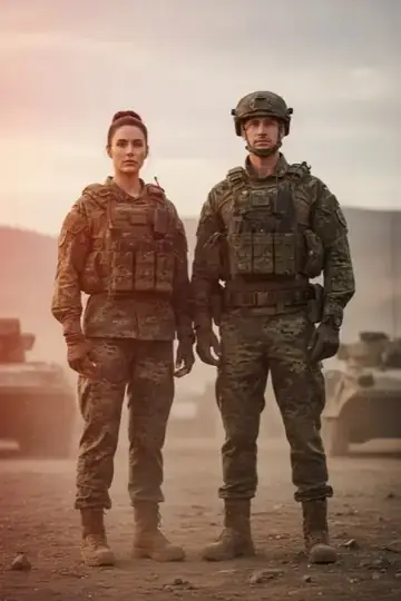 KI-Look Spezialeinheit: Als Spezialkräfte in Tarnuniform und Schutzausrüstung.