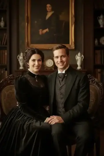 KI-Look Victorian: Viktorianische Eleganz im dunklen Salon.